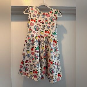 Mini Boden White Dress with Colorful Beach Print Size 7-8